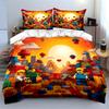 Colorful Brick World with Toy Figures Design Bedding Set (1 Duvet Cover, 2 Pillowcases, Duvet Not Included)
