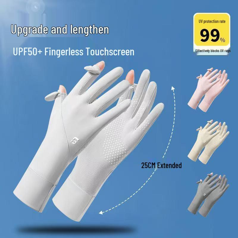 Women's Ice Silk UV Protection Flip-Top Cycling & Driving Gloves - Non-Slip, Thin, Extended Summer Sun Protection.