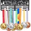 Black Metal Medal Holder Wall Mounted Sports Award Display Rack with Hooks for Athletes Kids