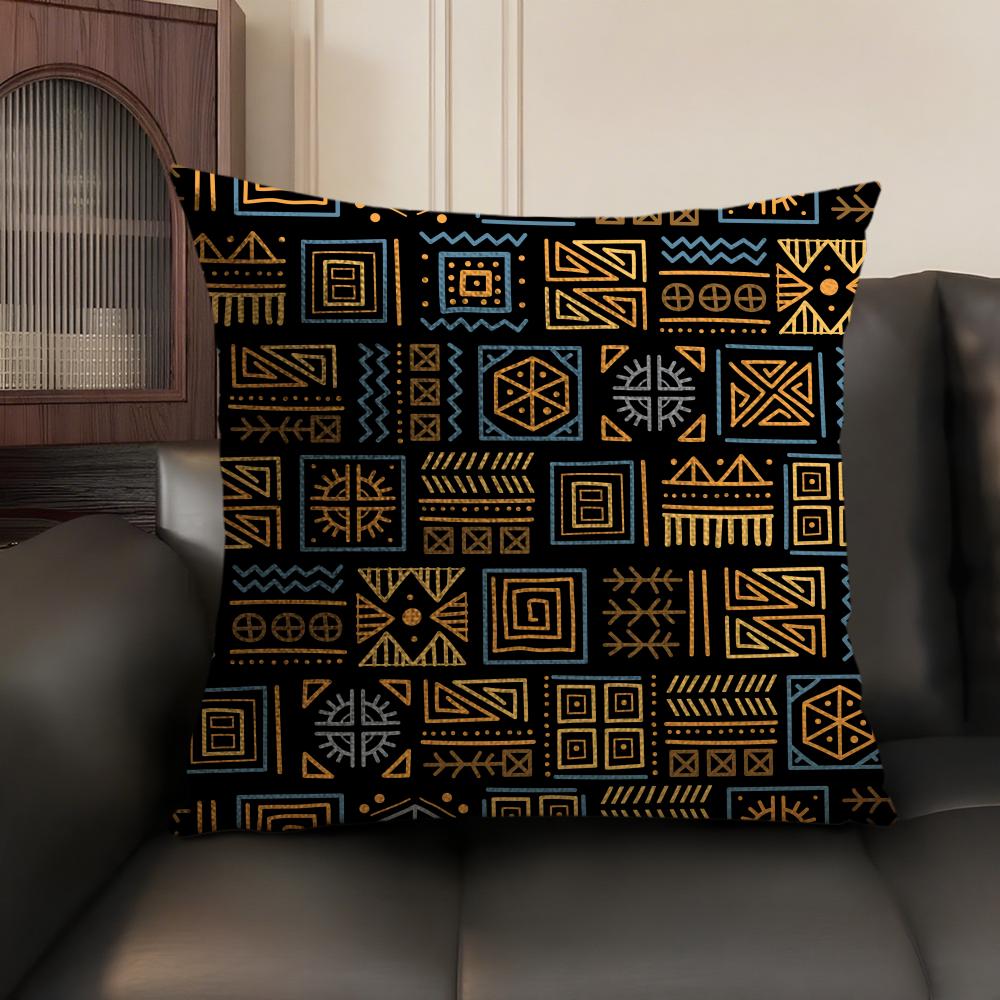 African Tribal Pattern Cushion Cover Summer Breathable Linen Organic Fabric Double-Sided Printing Sofa Pillow Case Home Decor