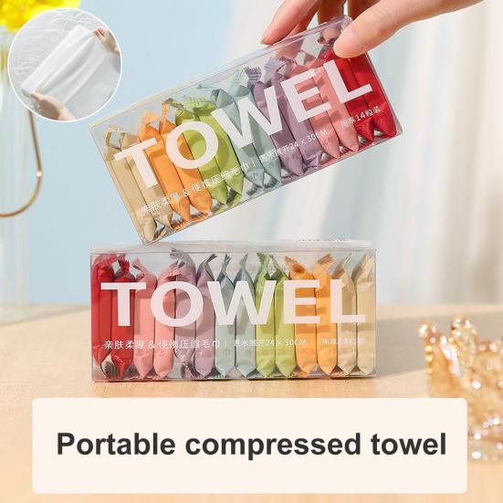 14 vellen gecomprimeerde handdoektabletten zachte herbruikbare washandjes voor het gezicht droog nat twee keer gebruiken kamperen wandelen wegwerphanddoek vellen