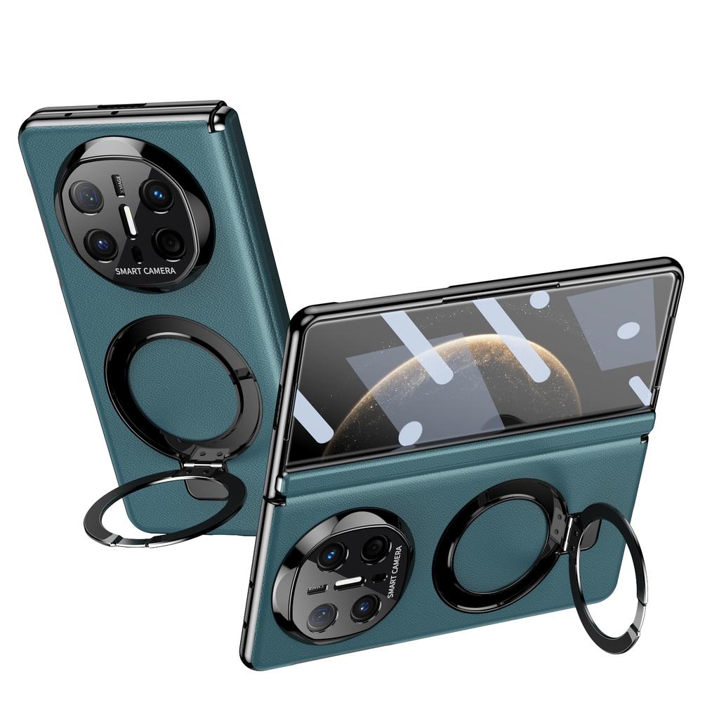 Business Style Pivot Magnetic Leather Case For Huawei Mate X5 X6 Bracket Cover Alloy Stand Ring With Glass Screen Protector