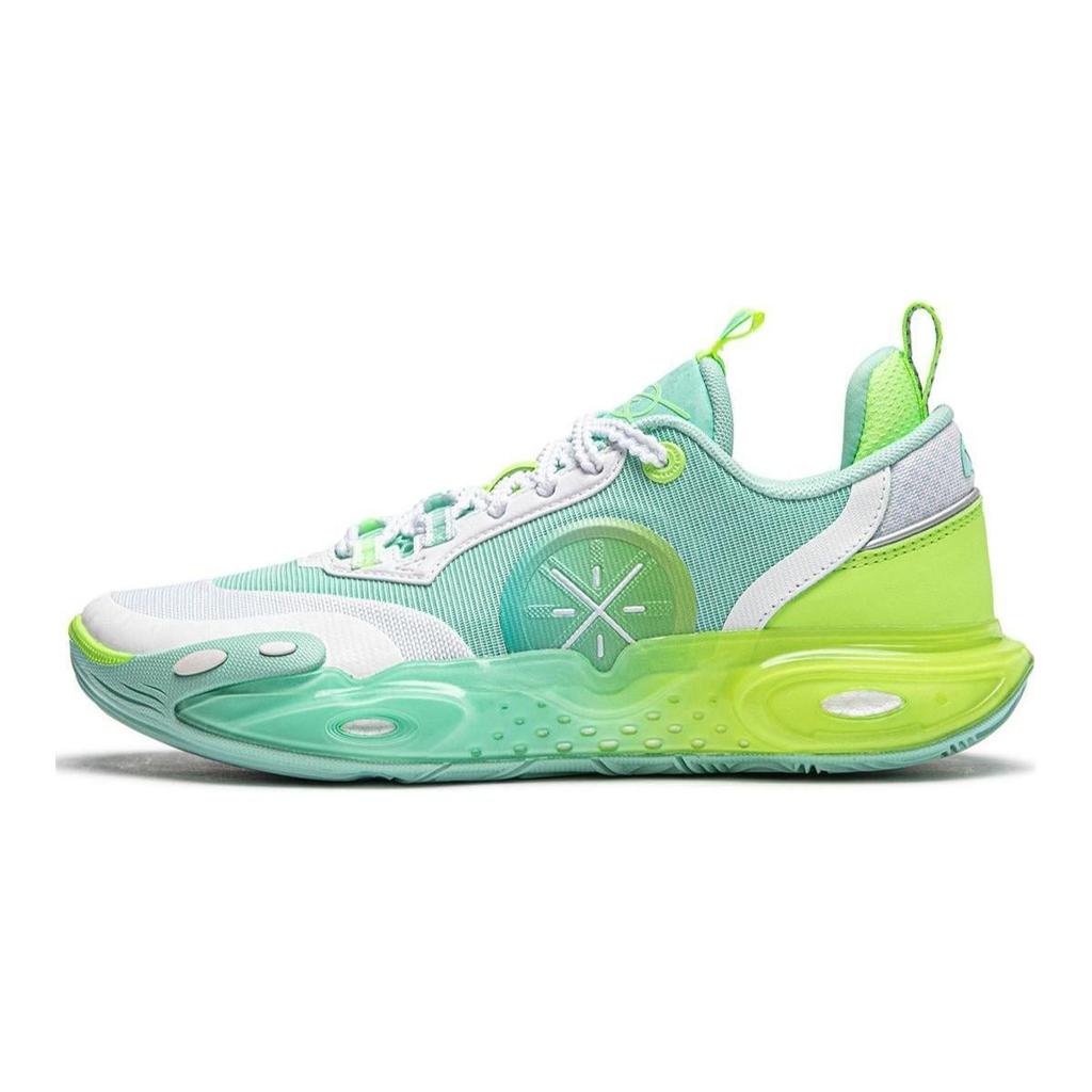 Li Ning YOUNG All City 12 Low top Basketball Shoes White Turquoise Teenagers YKBU032-5
