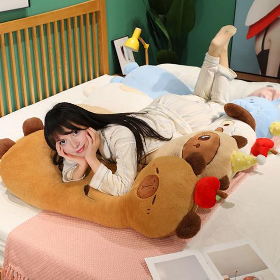 Cute Animal Body Pillow Long Plush Stuffed Toy for Leg Hugging Sleep Support Capybara Puppy Elephant Soft Bed Sofa Cushion for Kids Adults