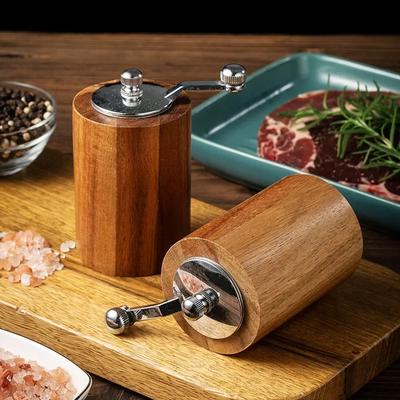 Manuelles Salz- und Pfeffermühlen-Set Heim Holz Gewürz Schwarzer Pfeffer Mahlflasche Einstellbare Dicke Küchenmahlgerät