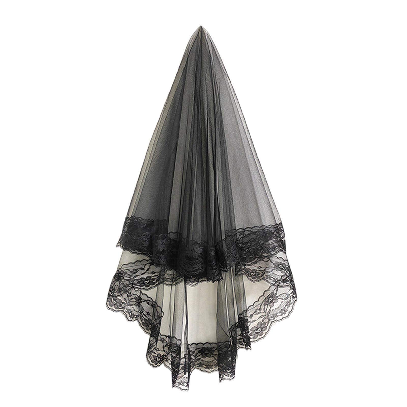 

Свадебная фата, украшения для девичника, подарок невесте, девичник, свадьба, черное двухслойное/однослойное цветочное кружево B