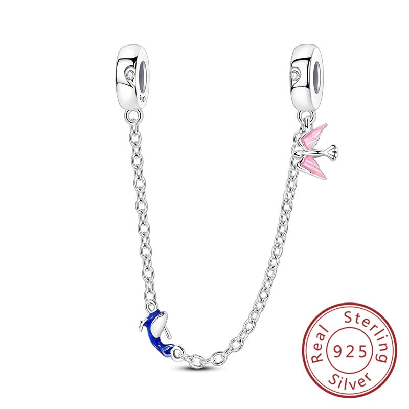 New Original Safety Chain Clasp Clip Charm Bead Copper Heart Bow Star Moon Fit Bracelet Diy Woman Girl Jewelry Gift