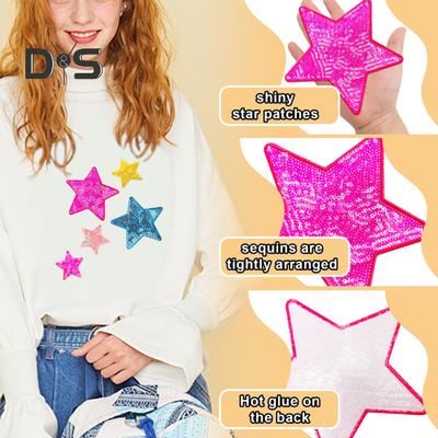 20 Stück Stoffflicken, Pailletten, Pentagramm-Form, verschiedene Farben, für Pullover, Kleider, Blusen, Dekoration, DIY-Nähflicken, Kleidungszubehör, Hochzeitsfeier