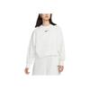 Nike Solid Color Logo Cropped Loose Round Neck Pullover Sweatshirt Women Tops White DQ5762-133