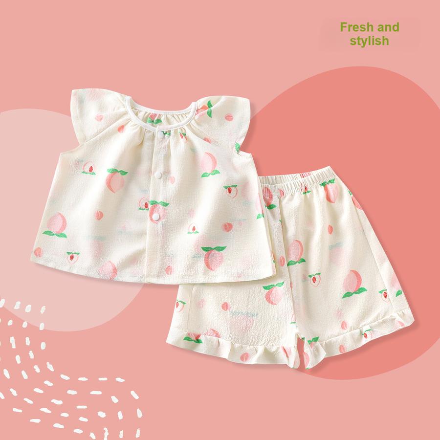 New Summer Sleeveless Set Thin Baby Girls Breathable Air-Conditioned Clothes Fashion Casual Pajamas Summer Style