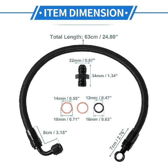 Samochodowy pleciony wąż paliwowy Kompatybilny z Honda Accord Civic Prelude CRX CR-V, Wytrzymały Plastik Metal Czarny