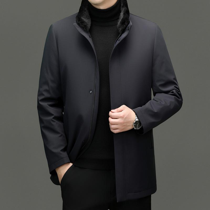 Casual Removable Liner Stand-up Collar Jacket Men's New Thickened Warm Fur Collar Jacket In Winter