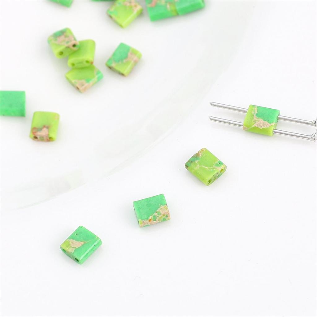 Black Hematite Emperor Stone Square Two-Hole Loose Beads for DIY Jewelry Making