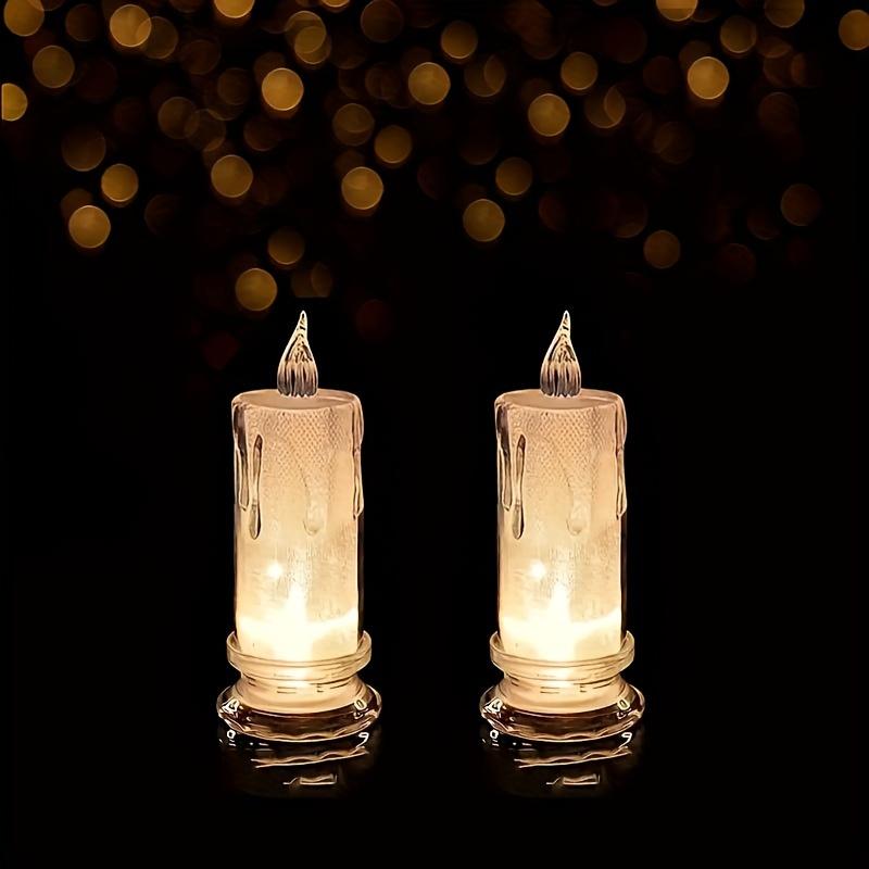 

LED Flameless Candle Set with Battery - Perfect for Romantic Dinners, Weddings, Birthdays and Bedroom= - Ideal for Christmas and Halloween Gifts 2 pieces