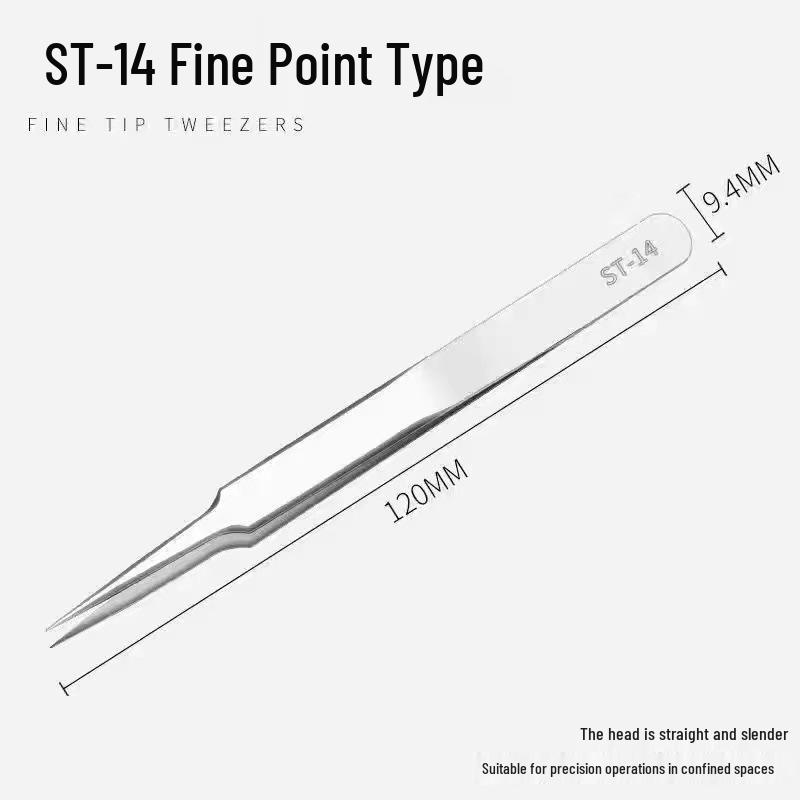 High Precision 304 Stainless Steel Pointed Tip Tweezers for Electronics and Hair Tweezing