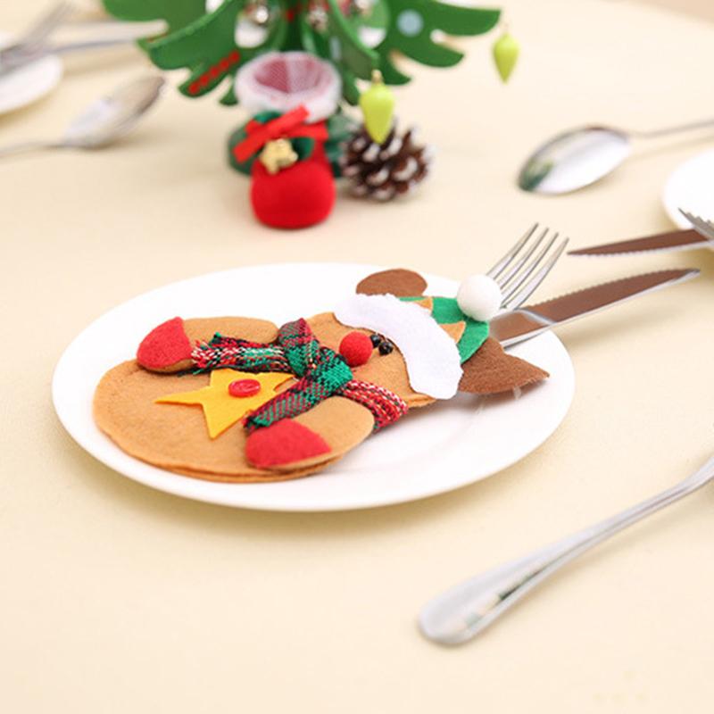 4pcs Christmas Decorations Snowman Kitchen Tableware Holder Bag Party Gift Xmas