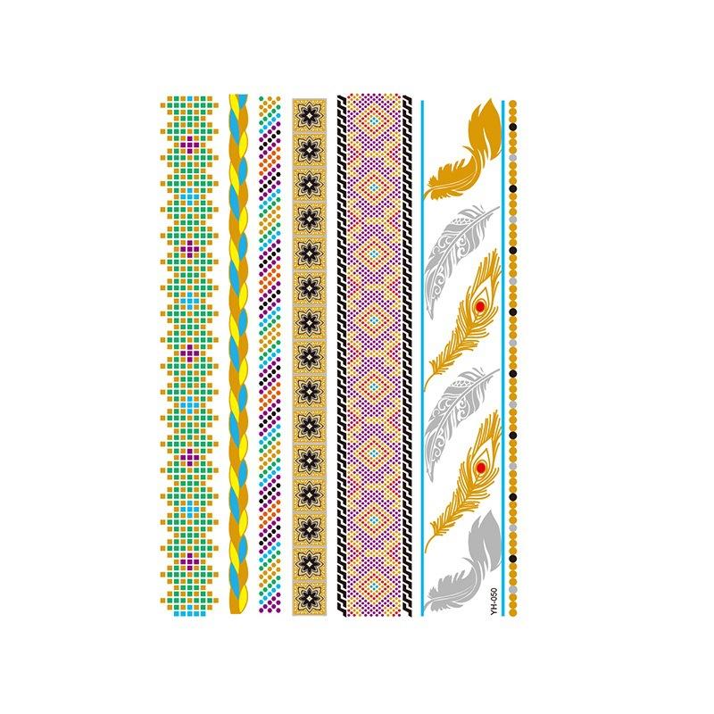 Yh Retro Large Bronzing Tattoo Sticker Waterproof Tattoo Sticker Amazon Set Hot Silver Color Printing Sticker