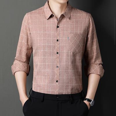 Camisa Masculina de Manga Comprida Outono Nova Xadrez Combinando Casual Temperamento Camisa