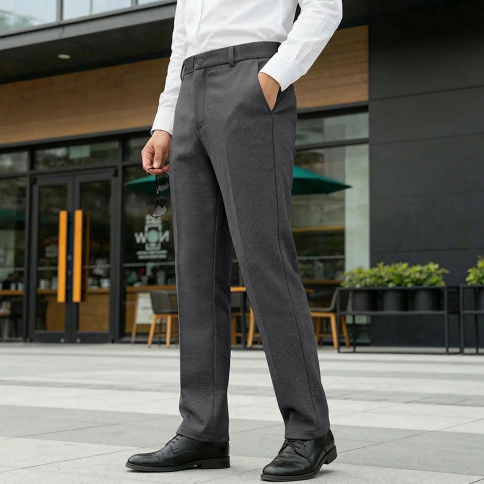 

Men s English Gentleman Slim Fit Straight Leg Dress Pants | Casual Business Trousers For Commute L