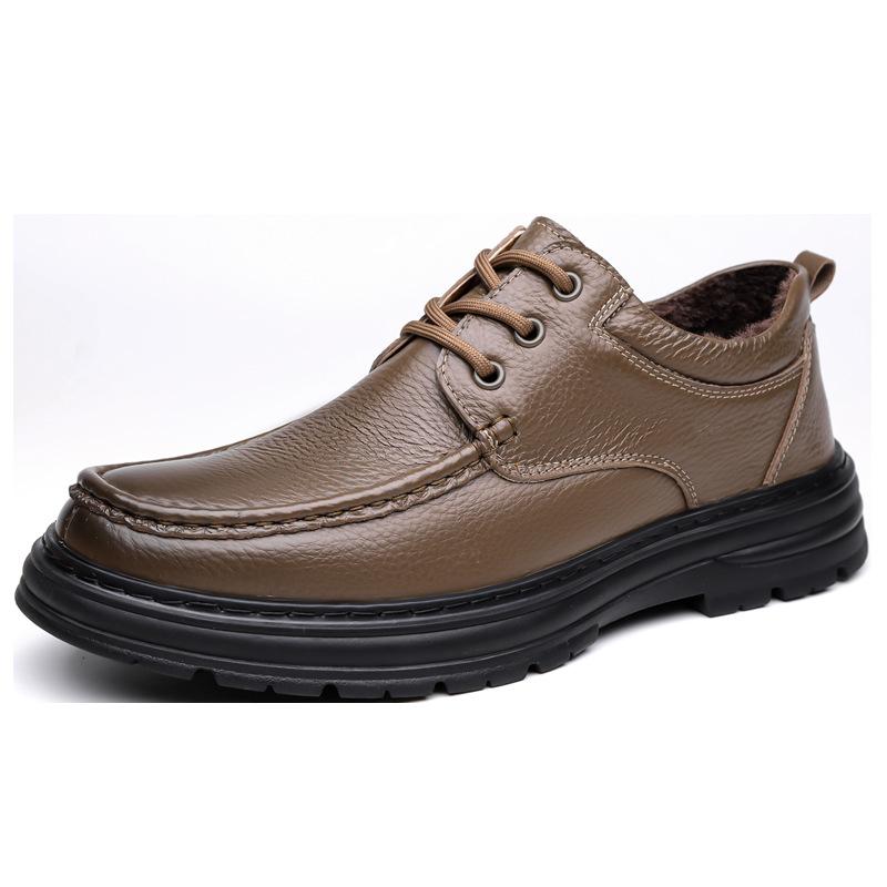 Autumn Winter Business Leather Shoes for Men Solid Color Keep Warm Casual Shoe Male Fashion Antiskid Designer Dress Shoes Man