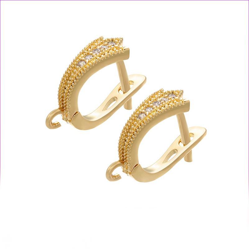 

Кришталевий гвоздик Сережки ручної роботи Гачки для сережок Виготовлення аксесуарів Гачок для сережок Ювелірні вироби 16*12mm золотий