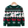 Autumn and winter children's Christmas deer crew neck sweater boys and girls baby crew neck pullover base knitted sweater