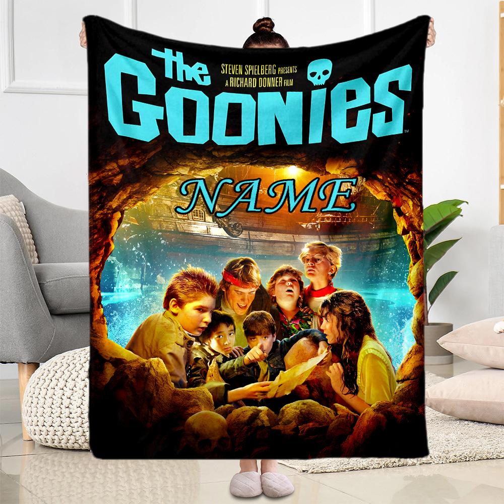 Goonies Adventure Begins Personalized Name Blanket Throw Customizable Blanket Warmthful Decor Versatile for Seaside Bed Couch Picnics All-Season Use