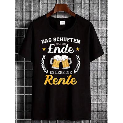 Black T Shirt with Beer Mugs And German Text Das Schuften Hat Ein Ende Es Lebe Die Rente for Retirement Celebration