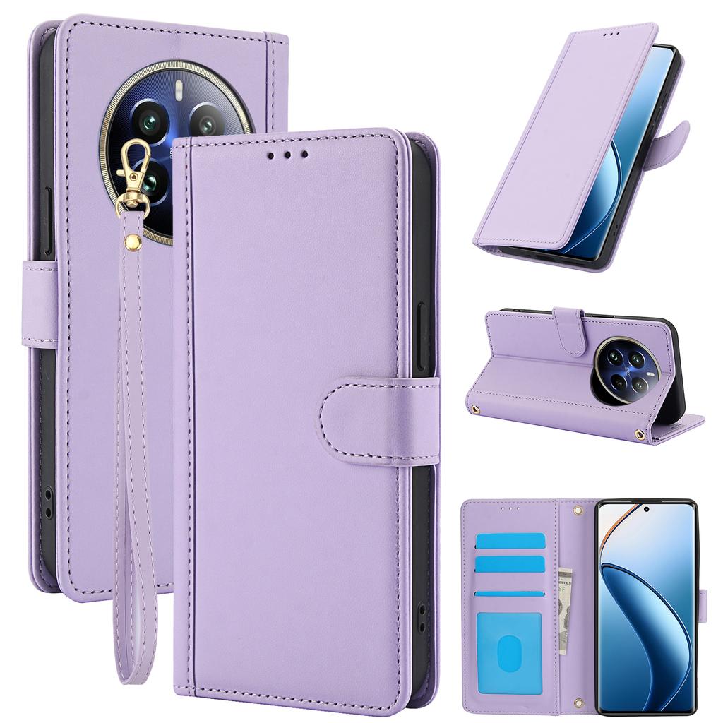 SY-003 For Realme 12 4G/12+ 5G/Narzo 70 5G/Narzo 70 Pro 5G/P1 5G Case PU Leather Phone Wallet Cover with Hand Strap