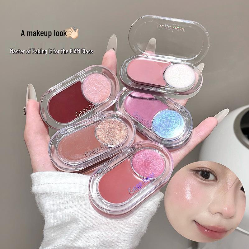 Gege Bear Dual Highlight & Blush Cream for Lips & Cheeks - Natural Brightening Makeup Palette