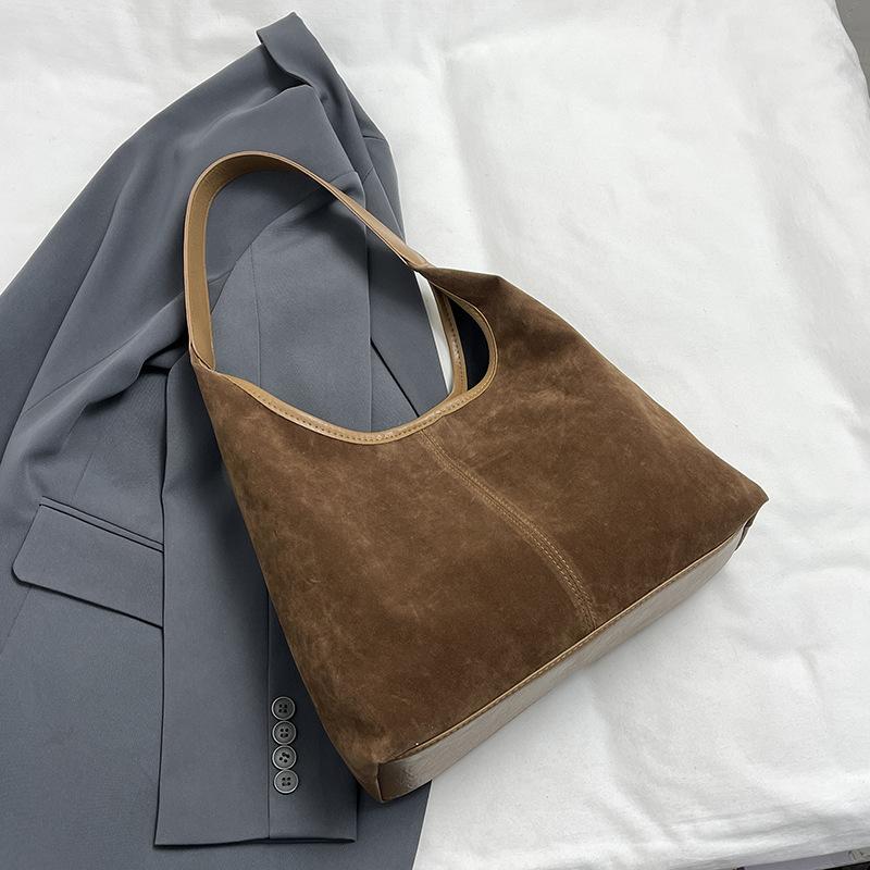 Handbag Solid Color Retro Simple Fashion Shoulder Bag Casual Texture Fashionable Large Capacity Tote Bag