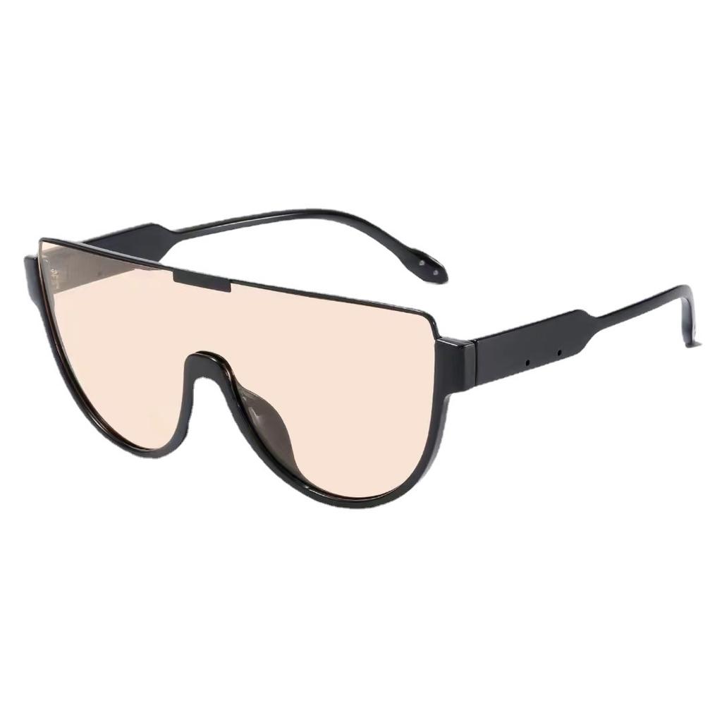 Retro All-In-One Brown Sunglasses Women'S Tide Big Round Face Thin Sunglasses