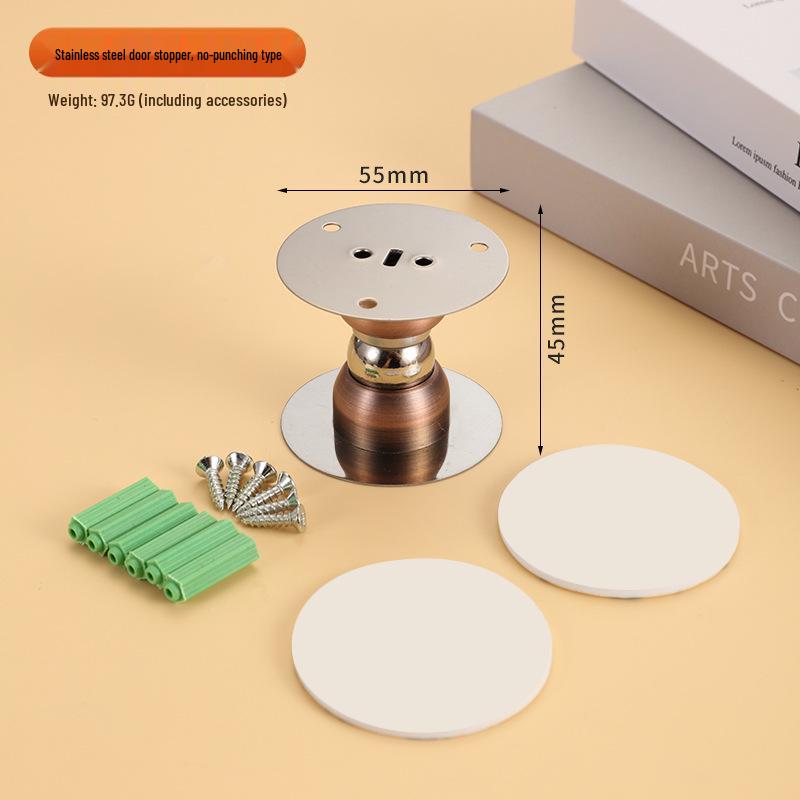 Magnetic Silicone Door Stopper: No-Drill, Anti-Collision Mini Stop for Wooden Bedroom Doors, Windproof Design.
