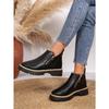 Women's Autumn/Winter New Chunky Sole Slip-Resistant Comfortable Low Heel Round Toe Side Zipper Closed Short Boots, Fashionable High-End Women's Shoes