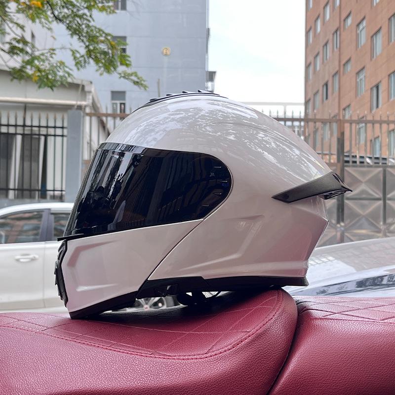 Electric vehicle helmet men's and women's face-opening helmet summer double mirror tail semi-full cover type personalized four-season Bluetooth couple