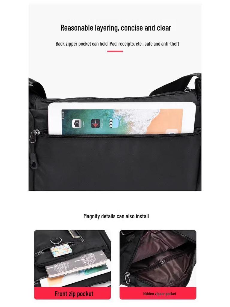 2024 Men's Waterproof Crossbody Bag, Large Capacity, 7 Compartments for Casual, Business, and Travel.