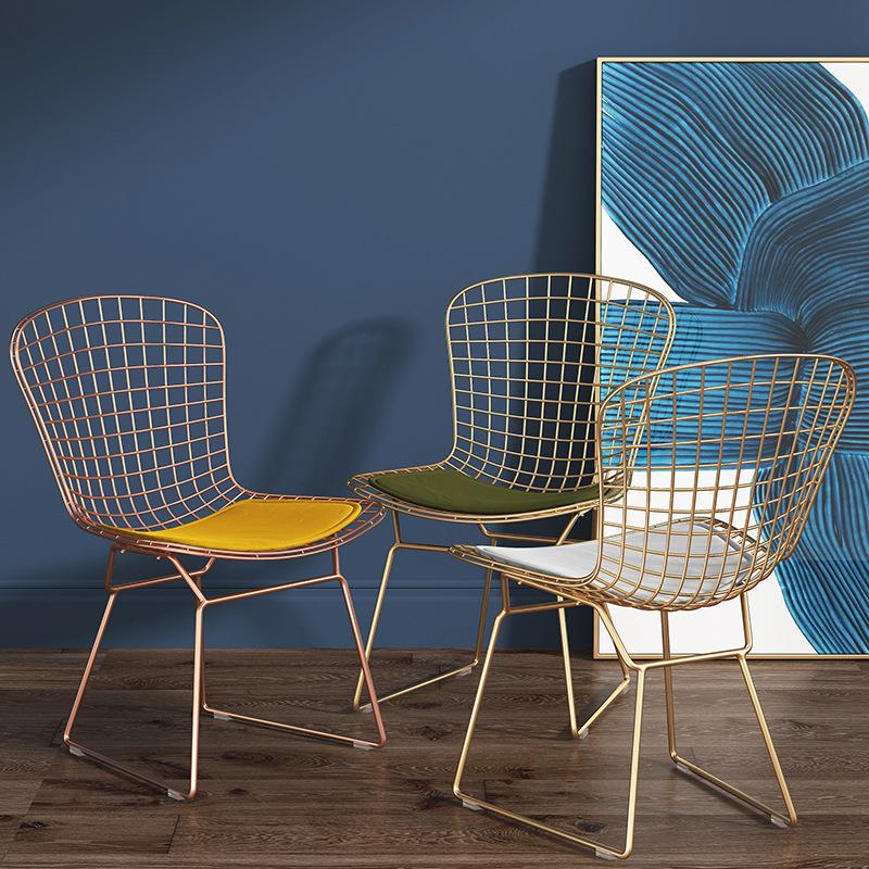 Nordic Net Red Chair Backrest Simple Makeup Computer Desk Chair Hollow Barbed Wire Ins Iron Art Home Dining Chair