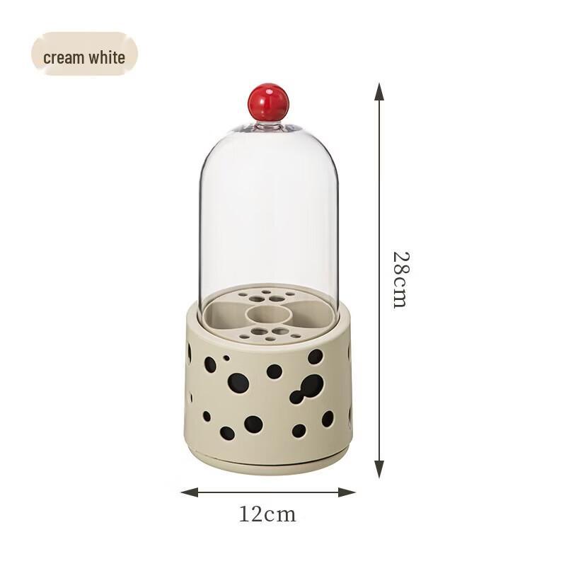 Rotating Makeup Brush Organizer with Lid