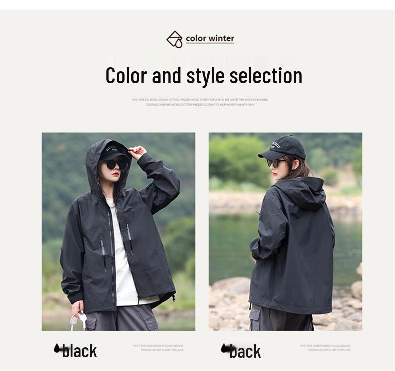 2025 New Men's and Women's Hooded Hard Shell Mountaineering Jacket - Spring/Autumn, Waterproof, Casual Style