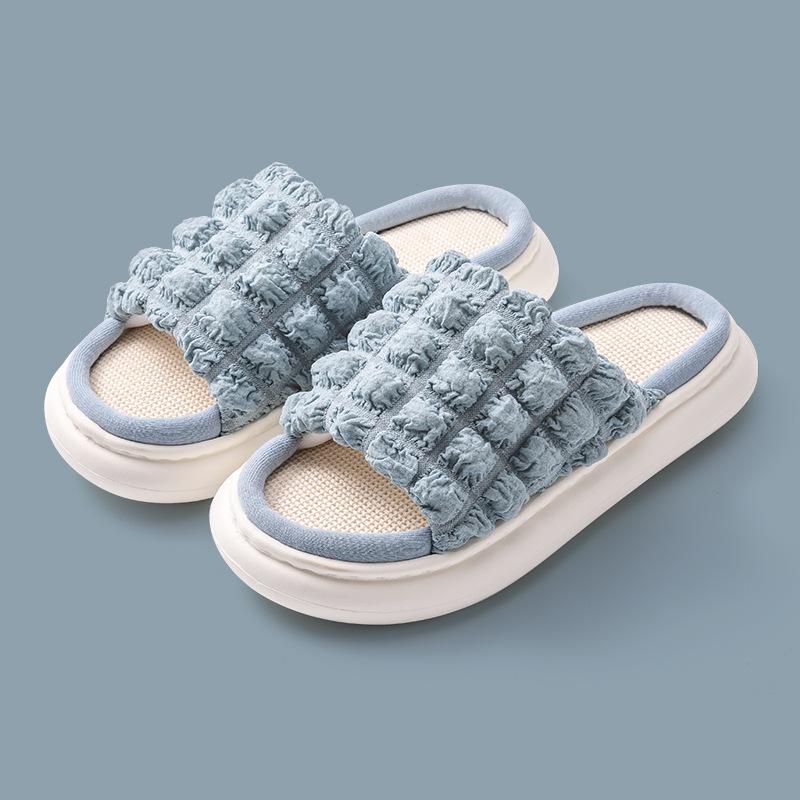 Xiaohongshu's Women's Indoor Linen Slippers: Soft, Silent, EVA Thick-Soled, Perfect for Spring and Autumn.