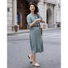 Demana Cloud Cotton V-Neck Belted Denim Dress