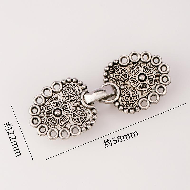 Hollow Metal Clasp for Qipao/Hanfu Collar, Frog Button for Coats & Scarves