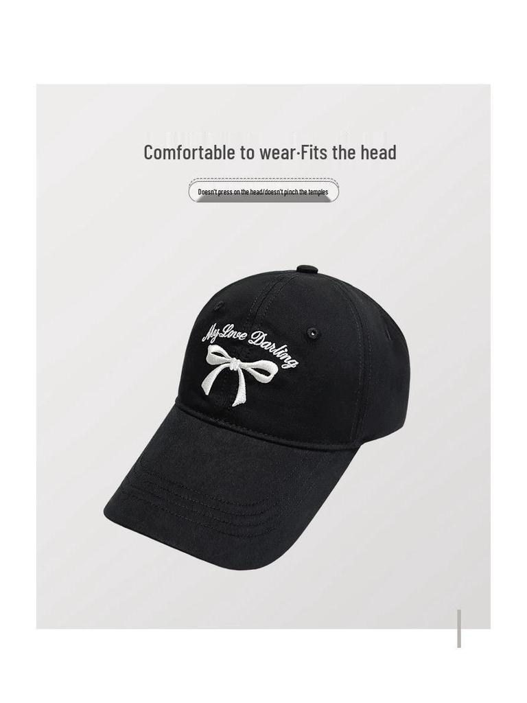 Spring/Summer Bow Embroidery Open-Top Hat: Women's Cute Ponytail Baseball Cap Fashion