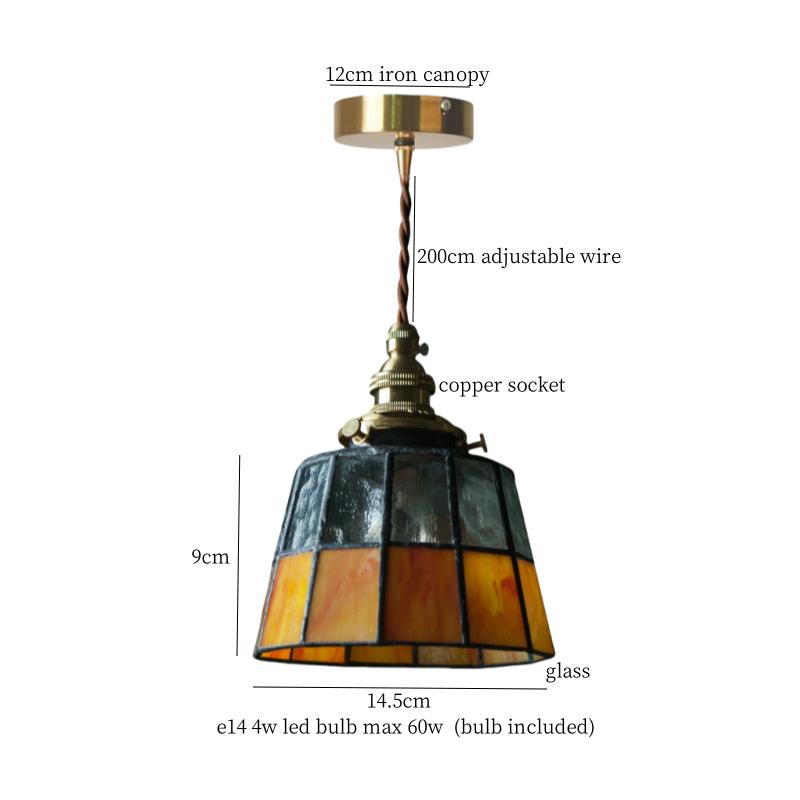 IWHD Japanese Vintage LED Pendant Light Fixtures Living Room Bedroom Cafe Loft Decor Kitchen Copper Colorful Glass Hanging Lamps