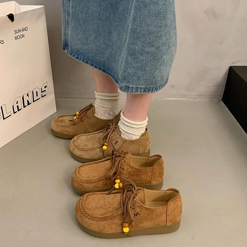 Μοντέρνα παπούτσια καγκουρό γυναικεία φθινοπωρινά νέα ρετρό ευέλικτα τεμπέλικα ρηχό στόμα casual loafers