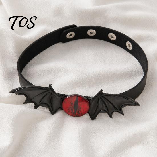 Fashion Jewelry for Girls Gothic Bat Leather Choker Necklace, Devil Eyes Collar Necklace Women Birthday Gifts Men, Adjustable Wing Clavicle Halloween