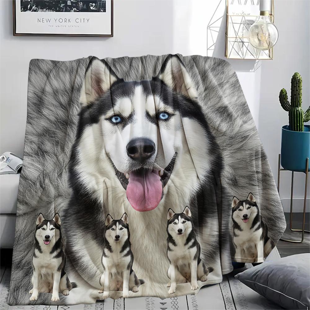 1 st Golden Retriever Husky Tryck Flanellfilt, Hög kvalitet Bekväm för Alla Årstider, Heminredning, Värme och Komfort, Perfekt för Gåvor