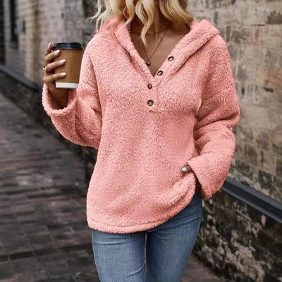 Pullover Pure Multi-color Women's Plush Warm Jacket New Casual Hooded Long-sleeved