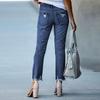 Trendy Women's Vintage Black Distressed Jeans, Frayed Rips & Raw Hem Casual Pants, Streetwear Jeans for Daily & Casual Outings
