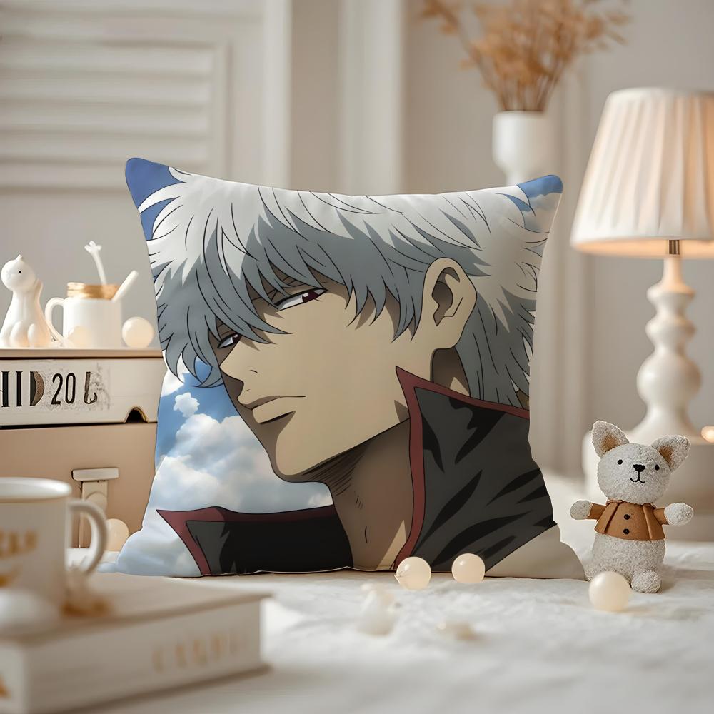 Anime GGINTAMA Cushion Cover Antidustmite Pillowcase Invisible zipper silky short plush Sofa cushion cover